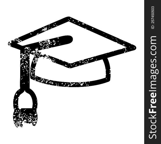 graduation cap distressed icon symbol