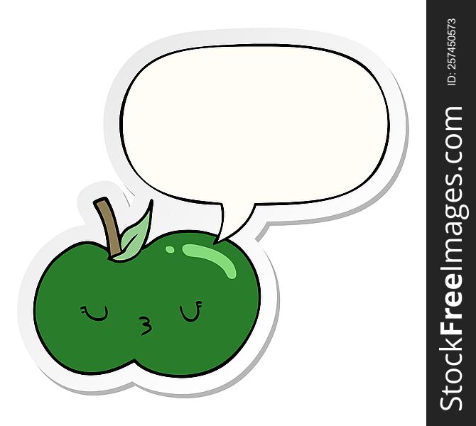 Cartoon Cute Apple And Speech Bubble Sticker
