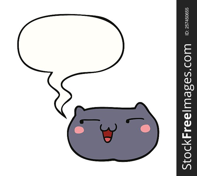 Cartoon Cat Face And Speech Bubble