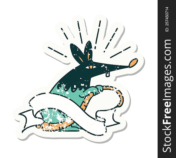 Grunge Sticker Of Tattoo Style Sneaky Rat