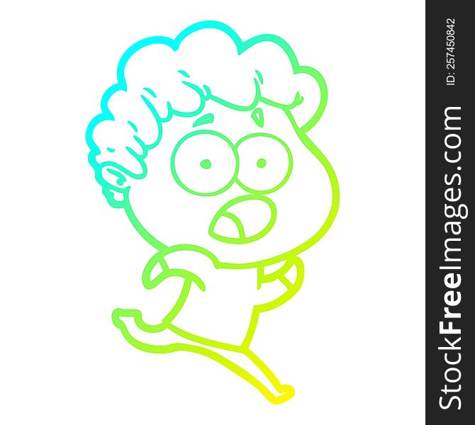 cold gradient line drawing of a cartoon man gasping in surprise