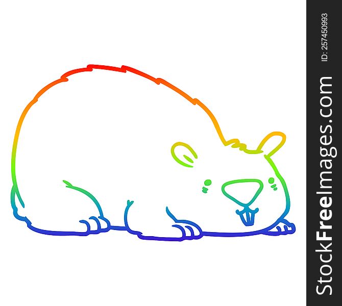 Rainbow Gradient Line Drawing Cartoon Wombat