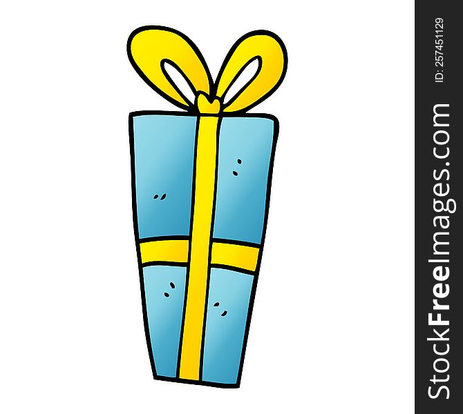 cartoon doodle wrapped gift