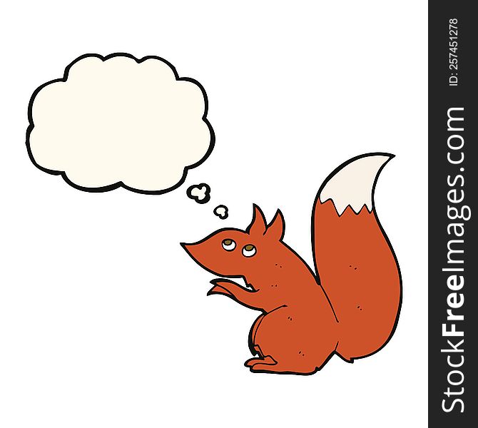 cartoon red squirrel with thought bubble