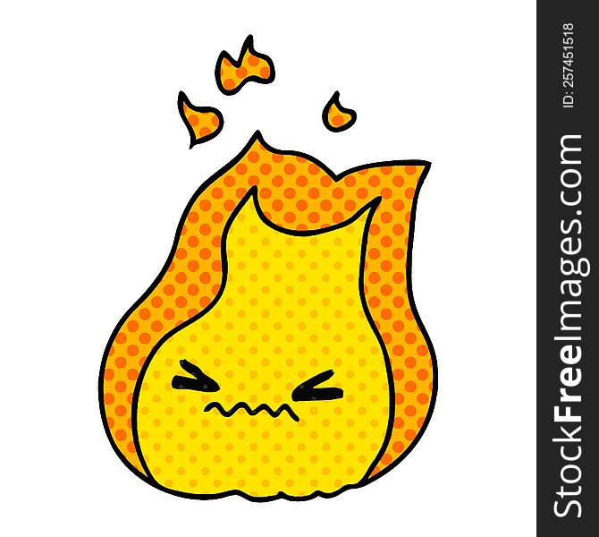 cartoon of cute kawaii fire flame