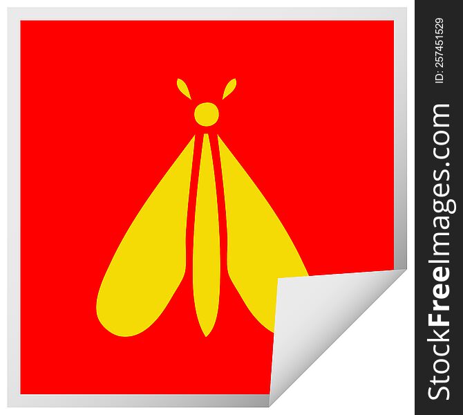 Square Peeling Sticker Cartoon Moth Bug