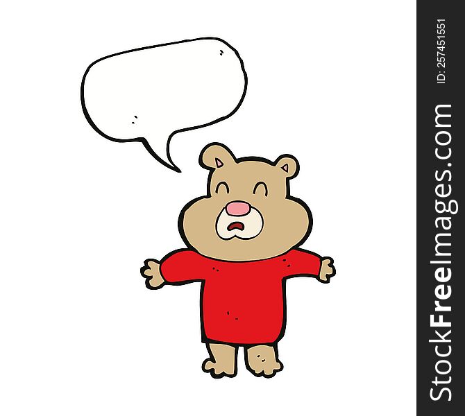 cartoon unhappy bear  with speech bubble