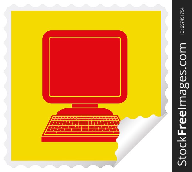 computer icon square peeling sticker vector illustration. computer icon square peeling sticker vector illustration