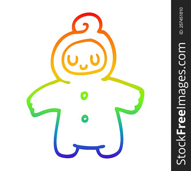 rainbow gradient line drawing of a cartoon human baby