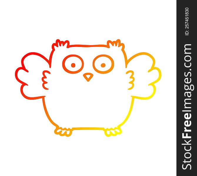 Warm Gradient Line Drawing Cute Cartoon Owl
