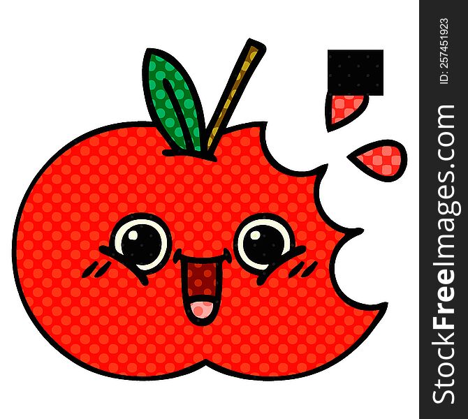 comic book style cartoon of a red apple