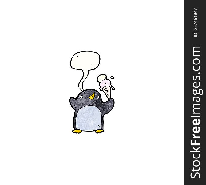 Cartoon Penguin With Speech Bubble