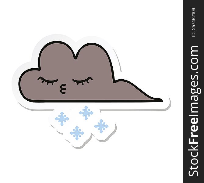 sticker of a cute cartoon storm snow cloud