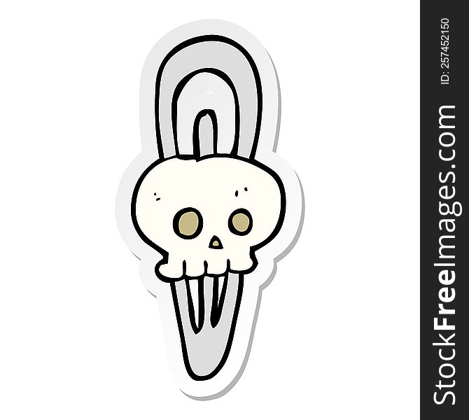 Sticker Of A Cartoon Skull Hairclip