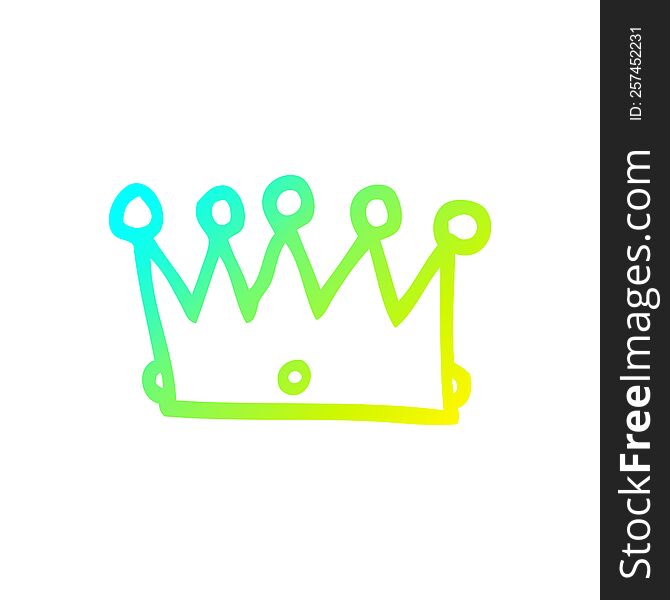 cold gradient line drawing of a cartoon crown