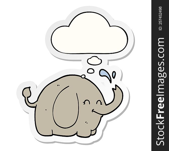 Cartoon Elephant And Thought Bubble As A Printed Sticker