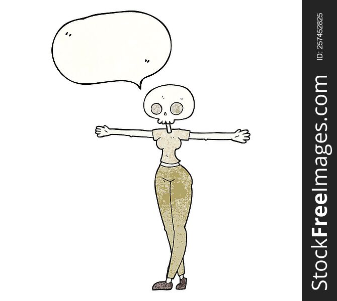 speech bubble textured cartoon zombie woman