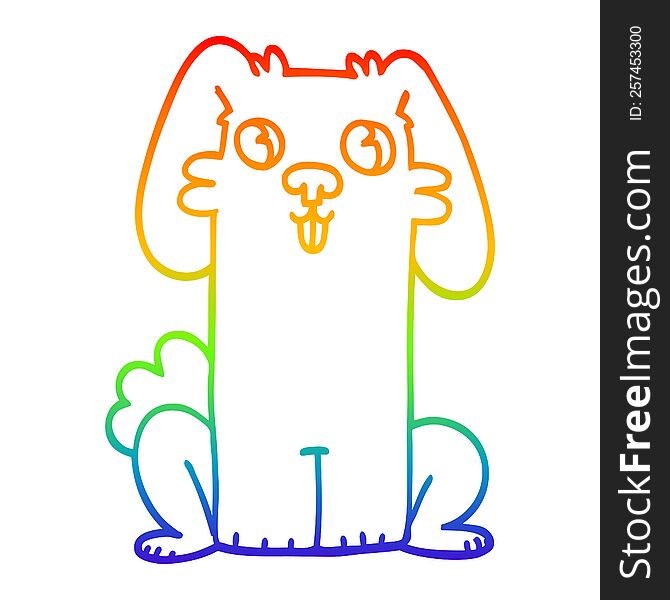 rainbow gradient line drawing of a cartoon cute bunny