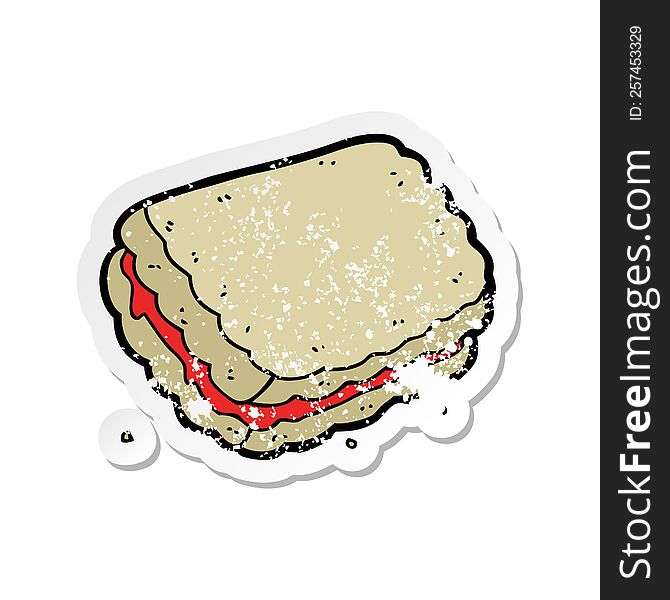 Distressed Sticker Of A Cartoon Biscuit