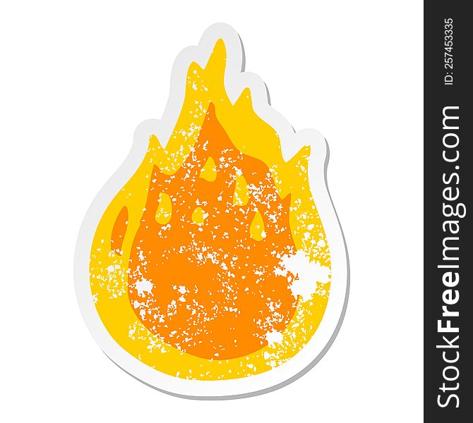 Distressed Sticker Of A Cartoon Fire
