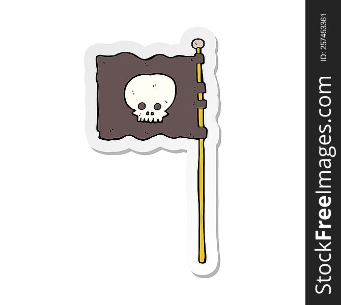 sticker of a cartoon waving pirate flag