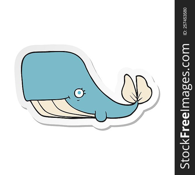 sticker of a cartoon happy whale