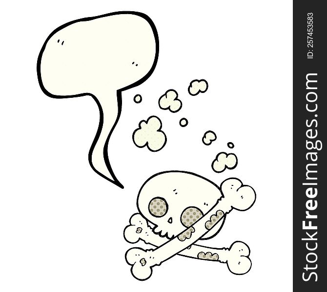 freehand drawn comic book speech bubble cartoon old pile of bones