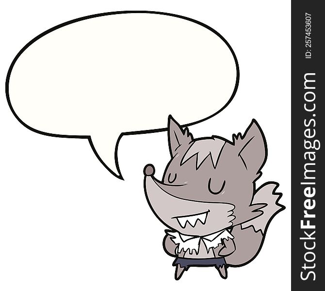 cartoon halloween werewolf with speech bubble