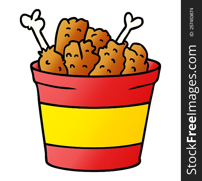 hand drawn gradient cartoon doodle bucket of fried chicken