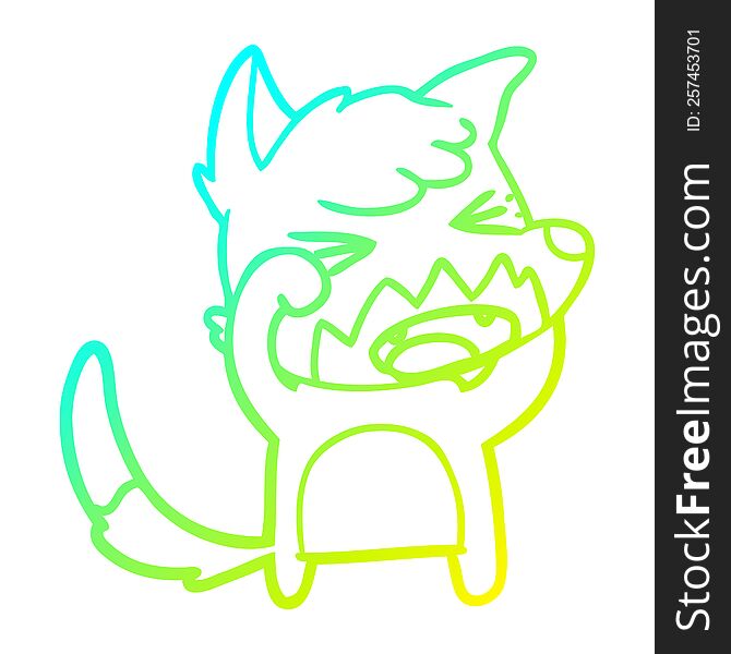 Cold Gradient Line Drawing Angry Cartoon Fox Rubbing Eyes