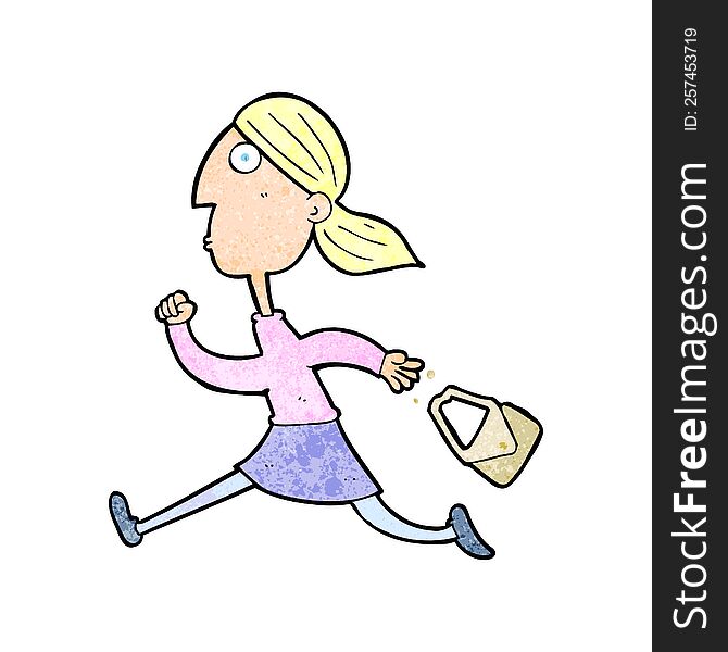 cartoon running woman stressed