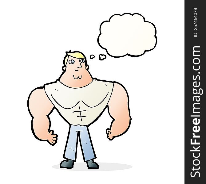 Cartoon Body Builder With Thought Bubble