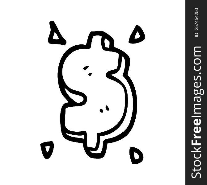 Line Drawing Cartoon Dollar Sign