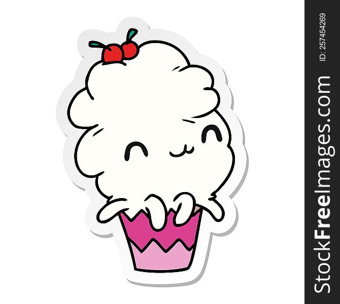 sticker cartoon illustration kawaii octopus cupcake. sticker cartoon illustration kawaii octopus cupcake