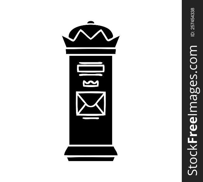 flat symbol of a british post box. flat symbol of a british post box