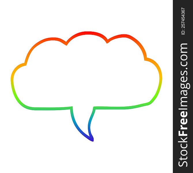 rainbow gradient line drawing of a cartoon cloud speech bubble