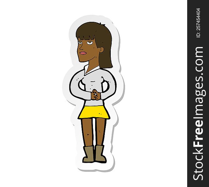 Sticker Of A Cartoon Woman Waiting