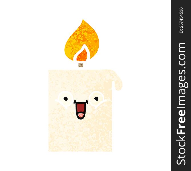 retro illustration style cartoon of a lit candle