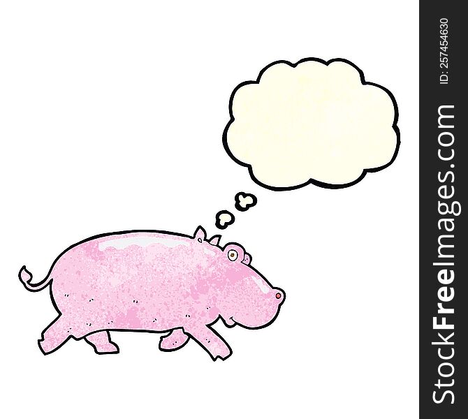 cartoon hippopotamus with thought bubble