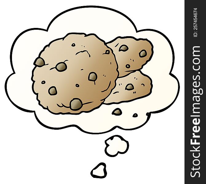 cartoon cookies with thought bubble in smooth gradient style