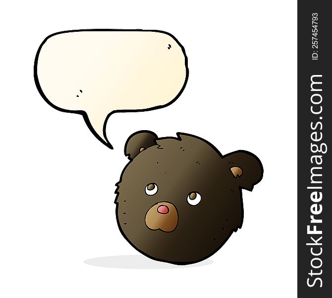Cartoon Black Bear Face With Speech Bubble