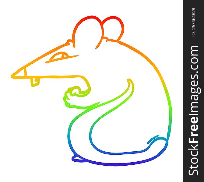 Rainbow Gradient Line Drawing Sly Cartoon Rat