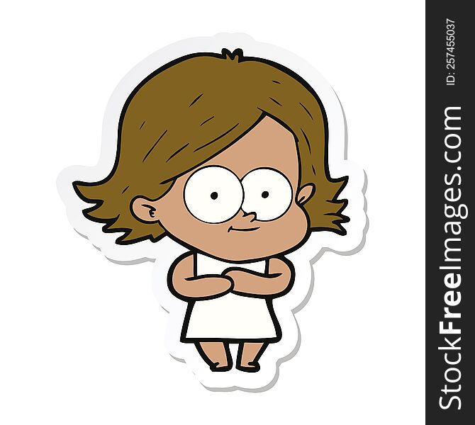 sticker of a happy cartoon girl