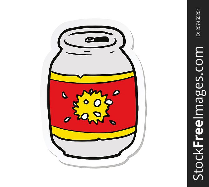 Sticker Of A Cartoon Soda Can