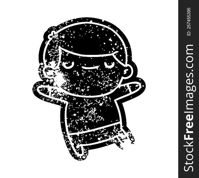 grunge distressed icon of a kawaii cute boy. grunge distressed icon of a kawaii cute boy