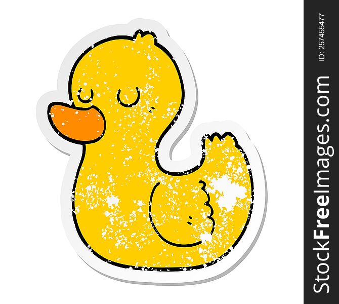 Distressed Sticker Of A Cartoon Duck