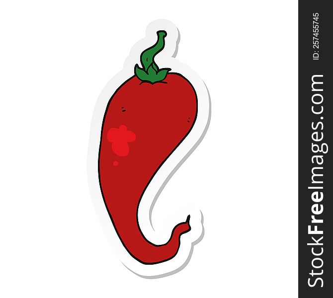 Sticker Of A Cartoon Chili Pepper