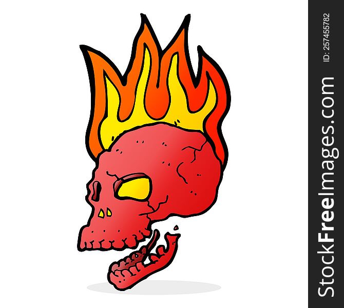 Cartoon Flaming Skull