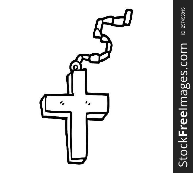 Line Drawing Cartoon Gold Crucifix