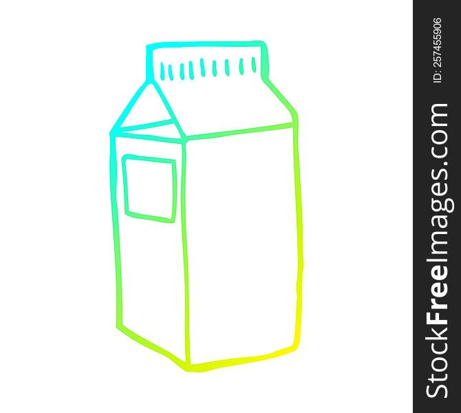cold gradient line drawing of a cartoon milk carton